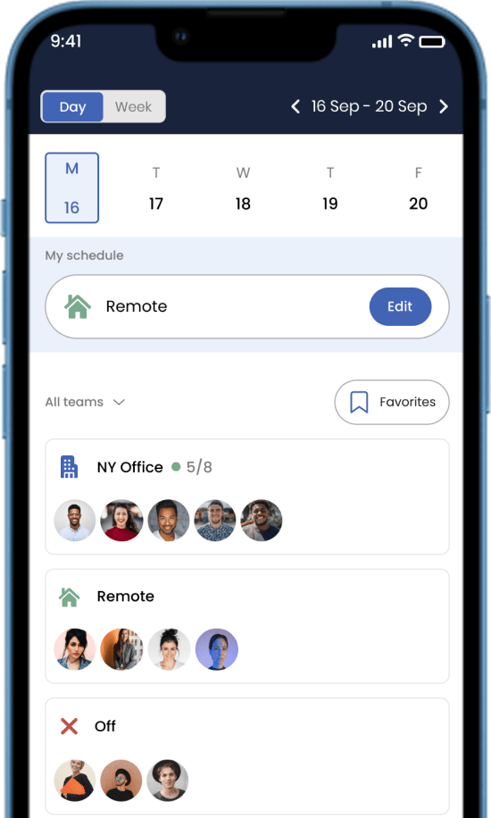 FLYDESK App Home Mobile V1 FLYDESK Hybrid Workpace Software